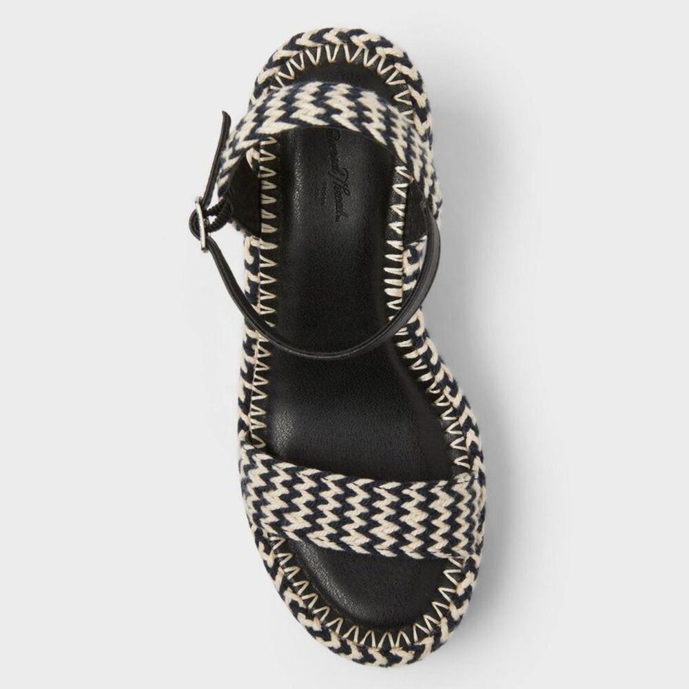 Women's Madeline Woven Platform Sandal Heels with Memory Foam Insole - Black 7 - Picture 3 of 4